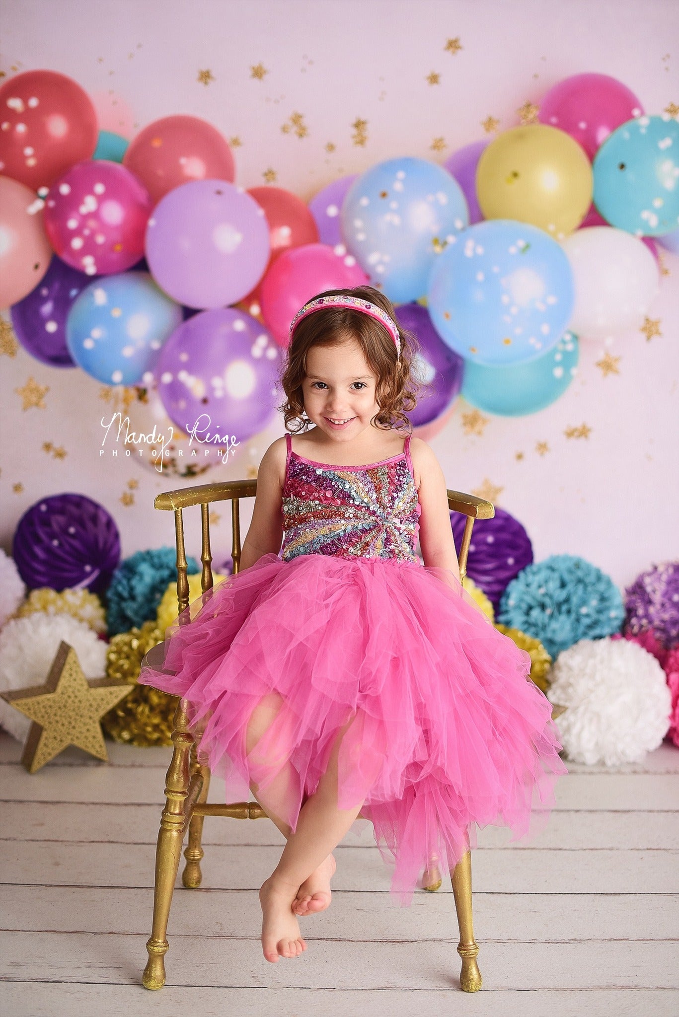 Kate Birthday Balloons and Stars Backdrop Designed By Mandy Ringe Photography - Kate Backdrop AU
