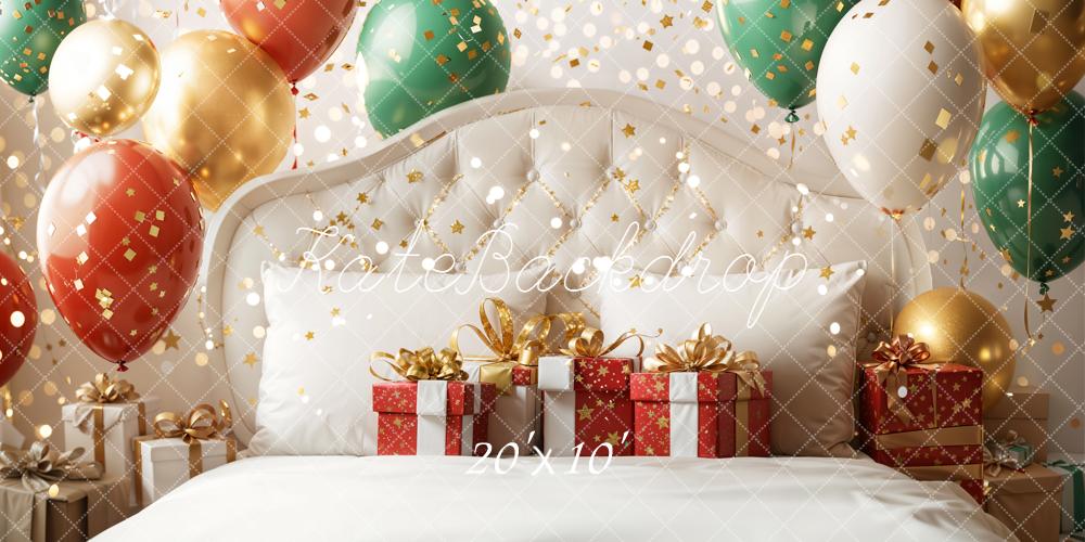 Kate Christmas Balloons Presents Bed Backdrop Designed by Emetselch - Kate Backdrop AU