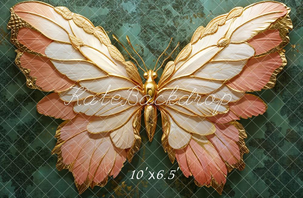 Kate Butterfly Green Damask Backdrop Designed by Emetselch