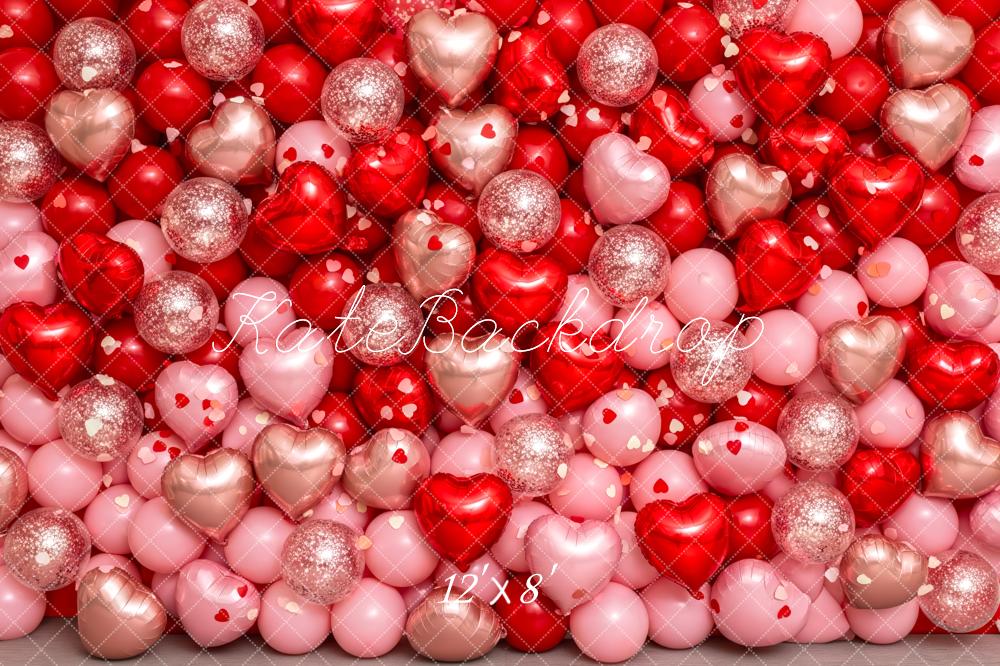 Kate Pink Red Heart Balloons Backdrop Designed by Patty Roberts