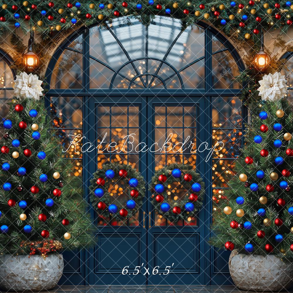 Kate Christmas Trees Wreaths Door Garland Backdrop Designed by Mini MakeBelieve - Kate Backdrop AU