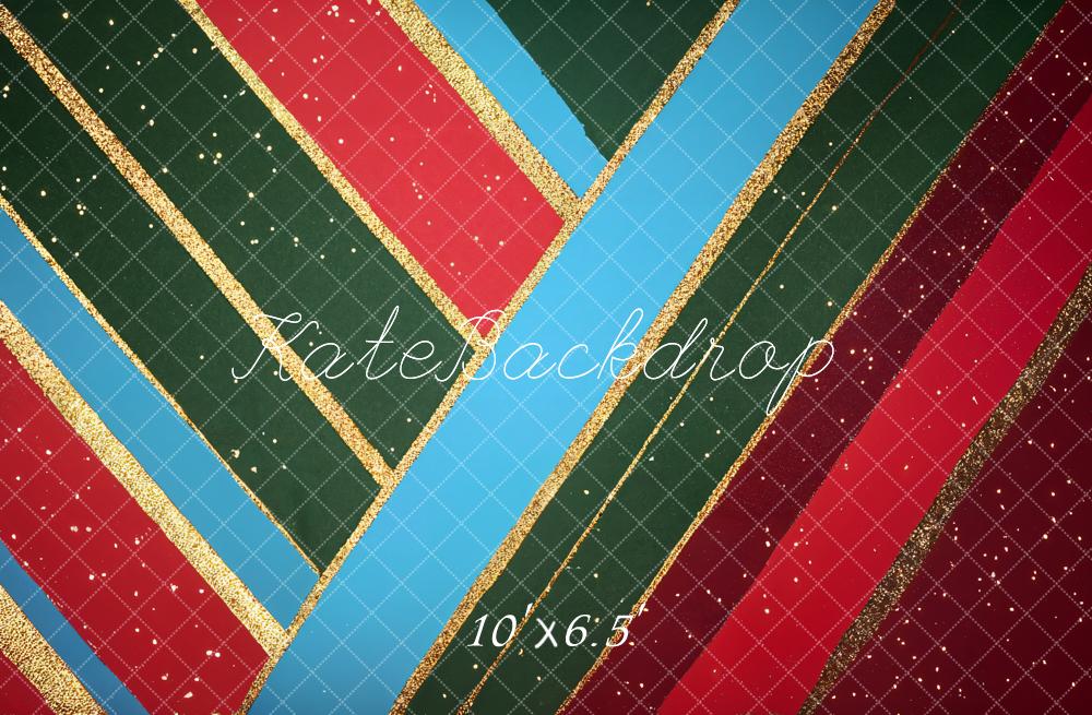 Kate Christmas Diagonal Stripes Fleece Backdrop Designed by Emetselch - Kate Backdrop AU