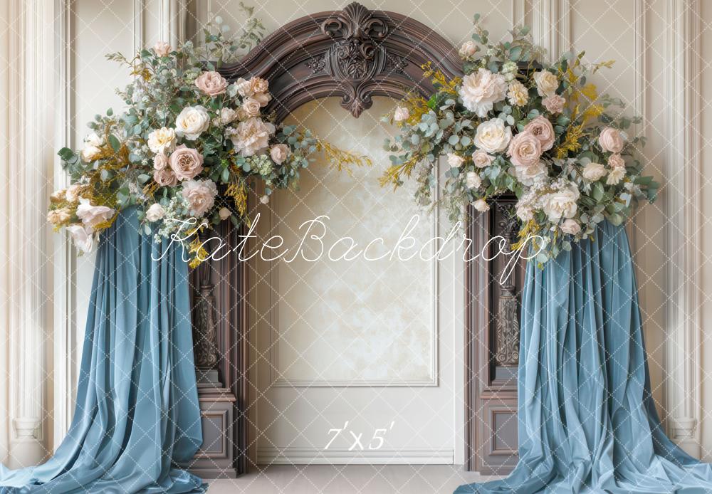 Kate Flower Blue Drapes Backdrop Designed by Mini MakeBelieve - Kate Backdrop AU