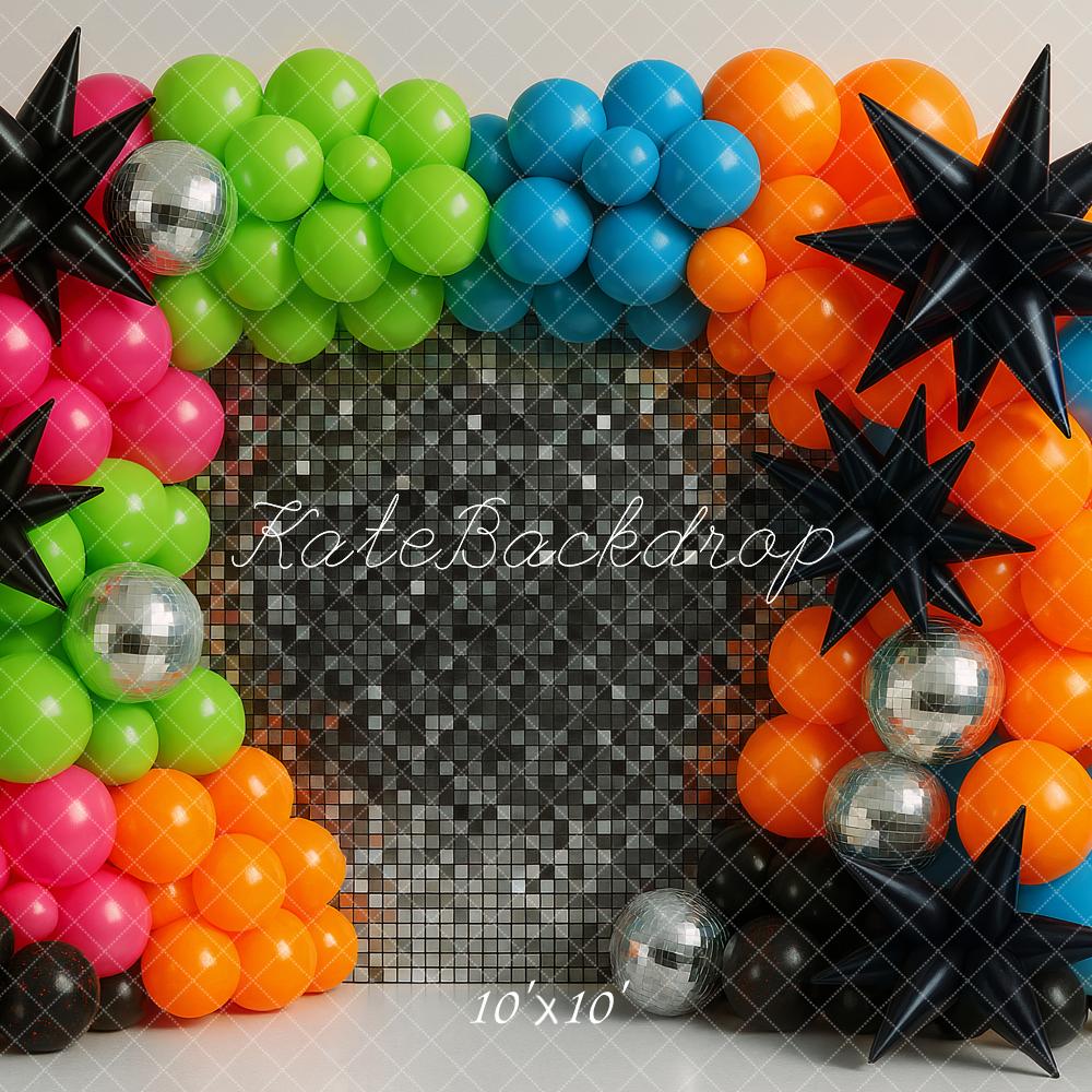 Kate Colourful Balloons Disco Balls Backdrop Designed by Ashley Paul