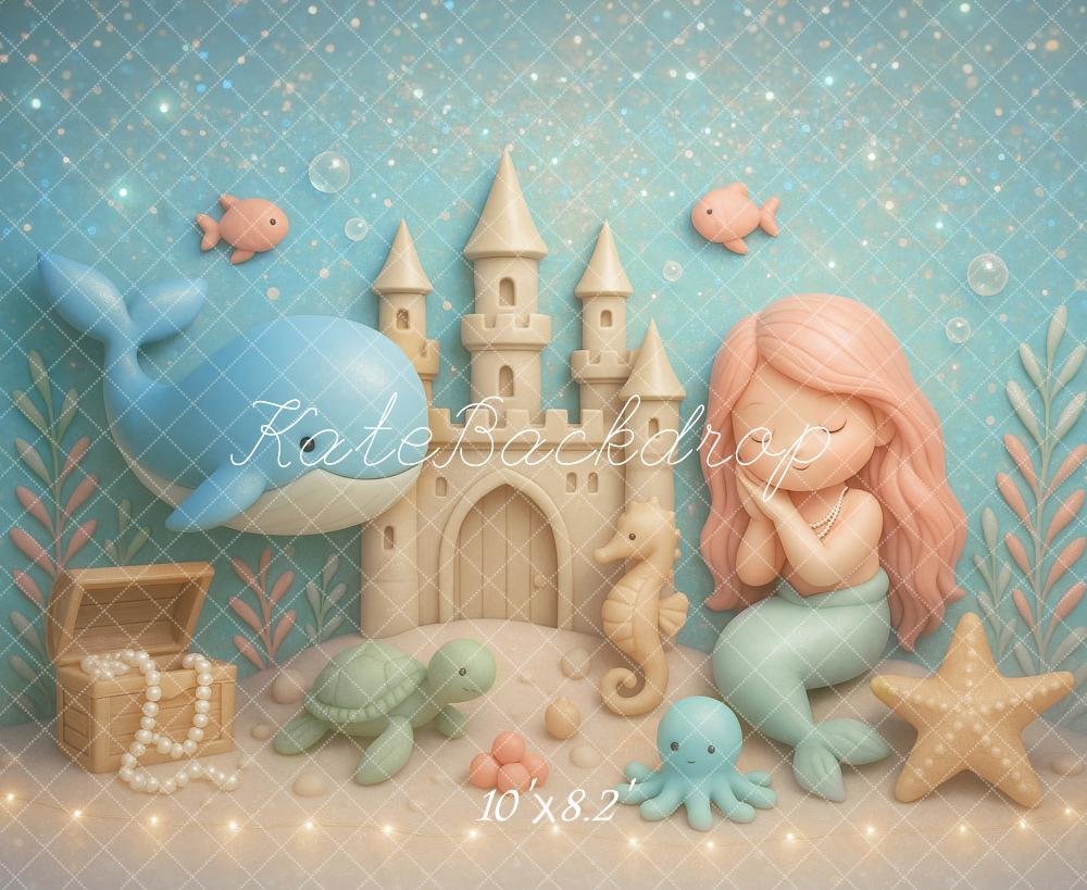 Kate Mermaid Sandcastle Sea Backdrop Designed by Ashley Paul