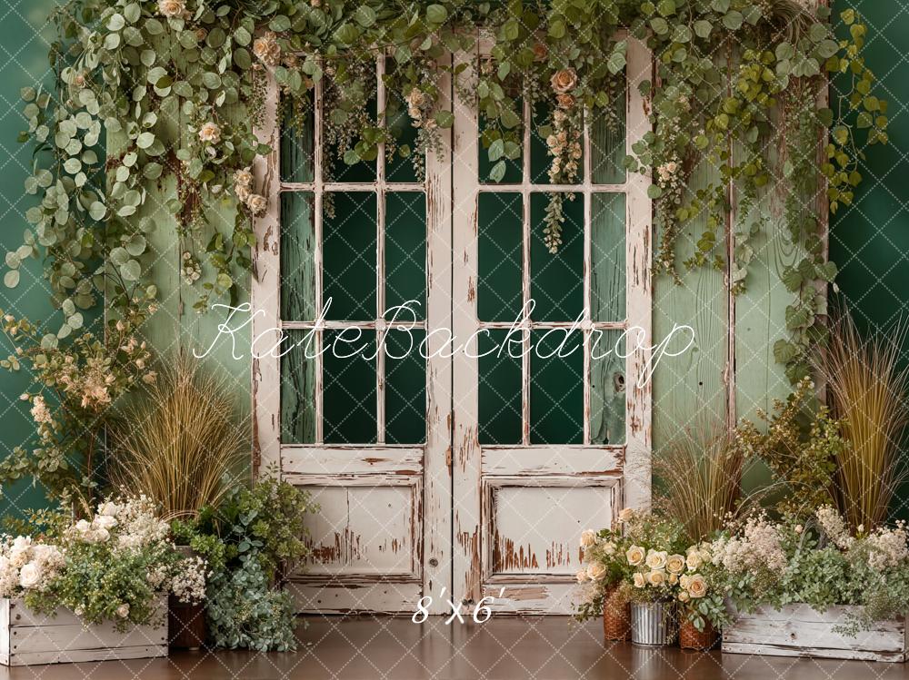 Kate Vintage Door Greenery Backdrop Designed by Emetselch