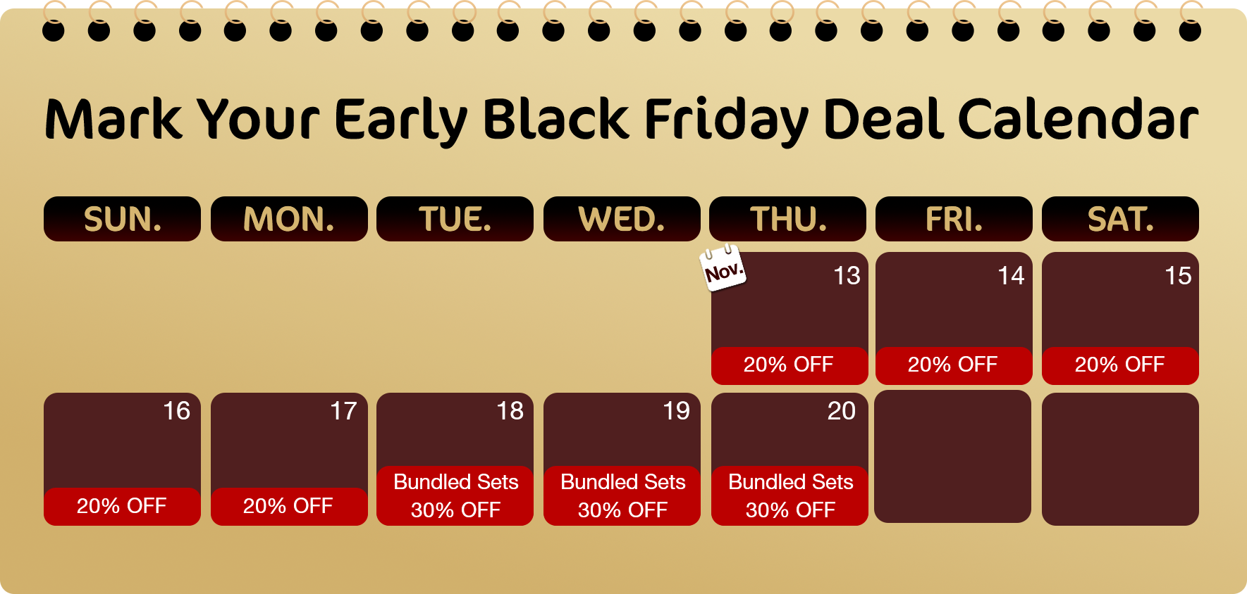 Bonus Deal Calendar