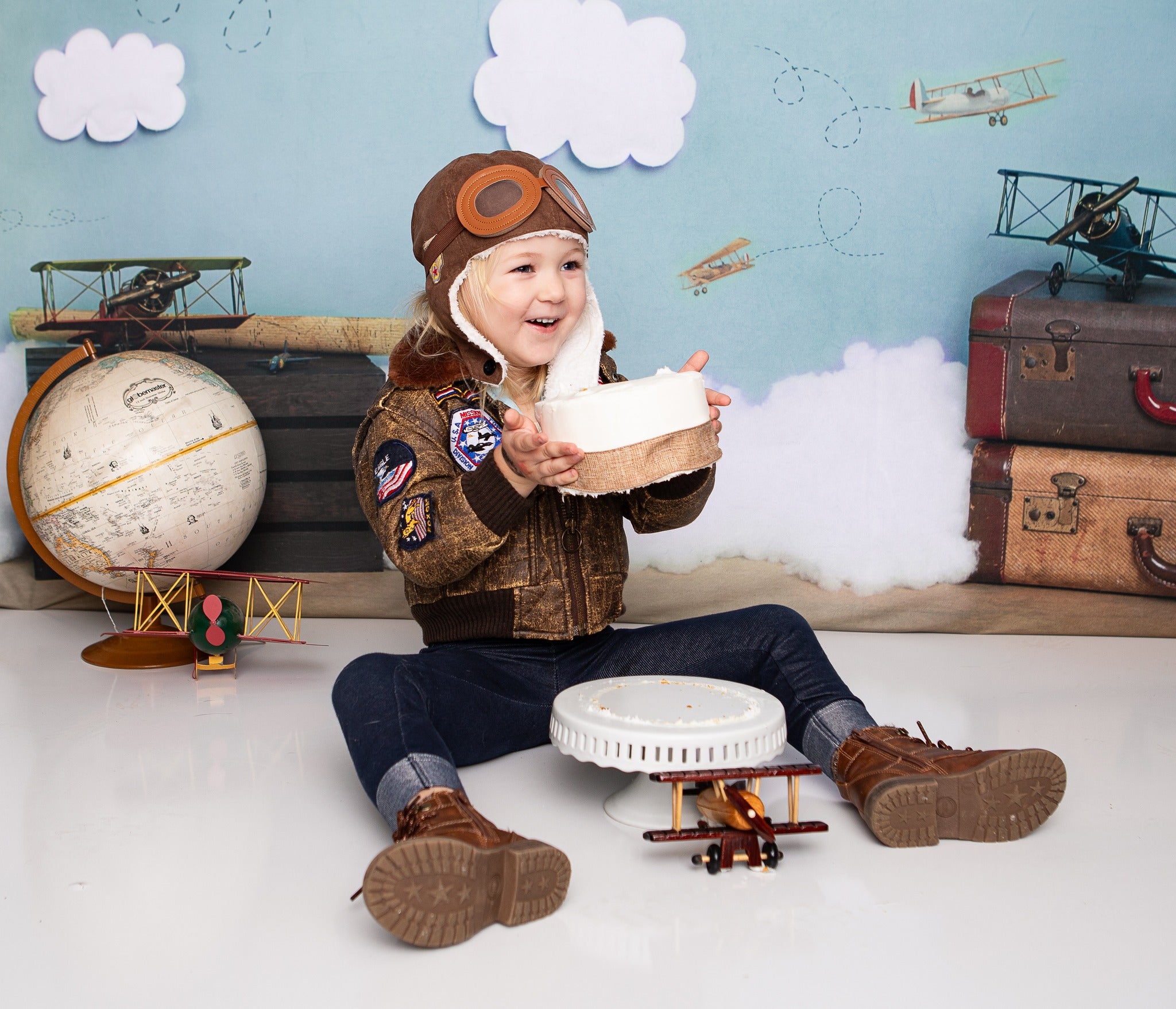 Kate Come Fly with Me Cloud Back to School Children Backdrop for Photography Designed by Erin Larkins