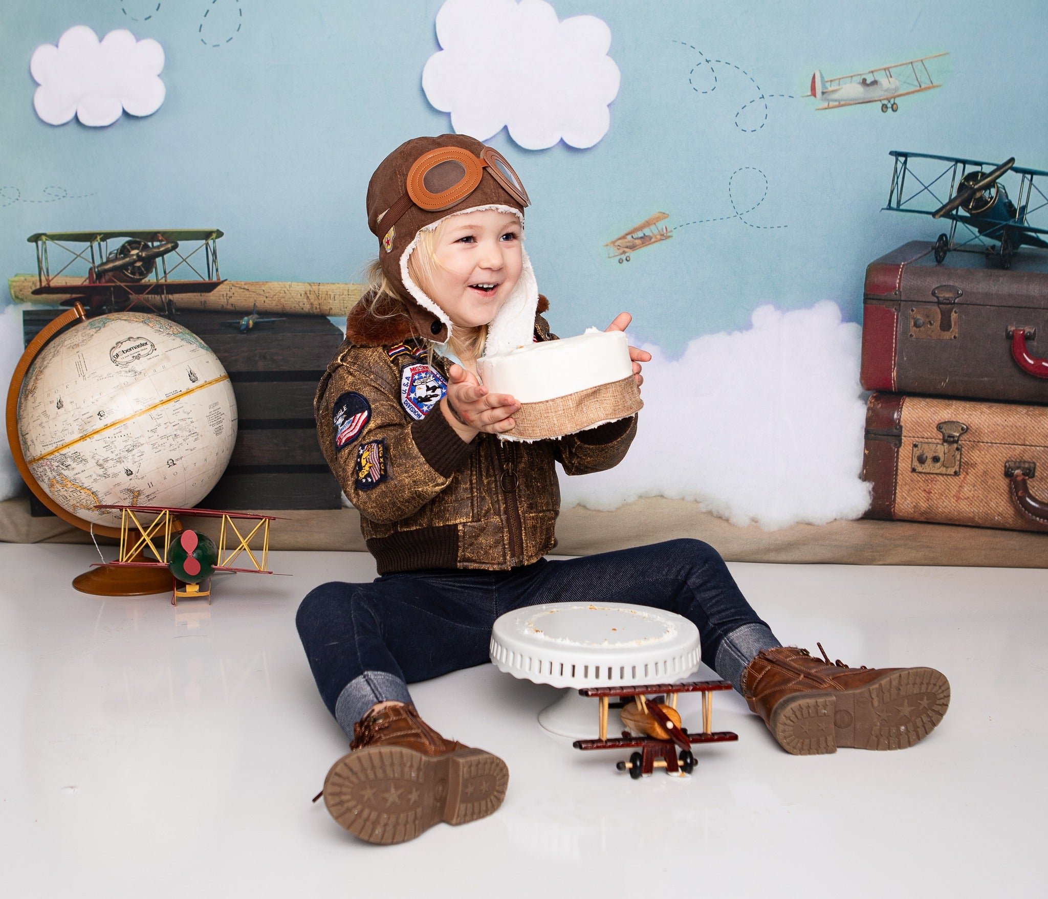 Kate Come Fly with Me Cloud Back to School Children Backdrop for Photography Designed by Erin Larkins - Kate Backdrop AU