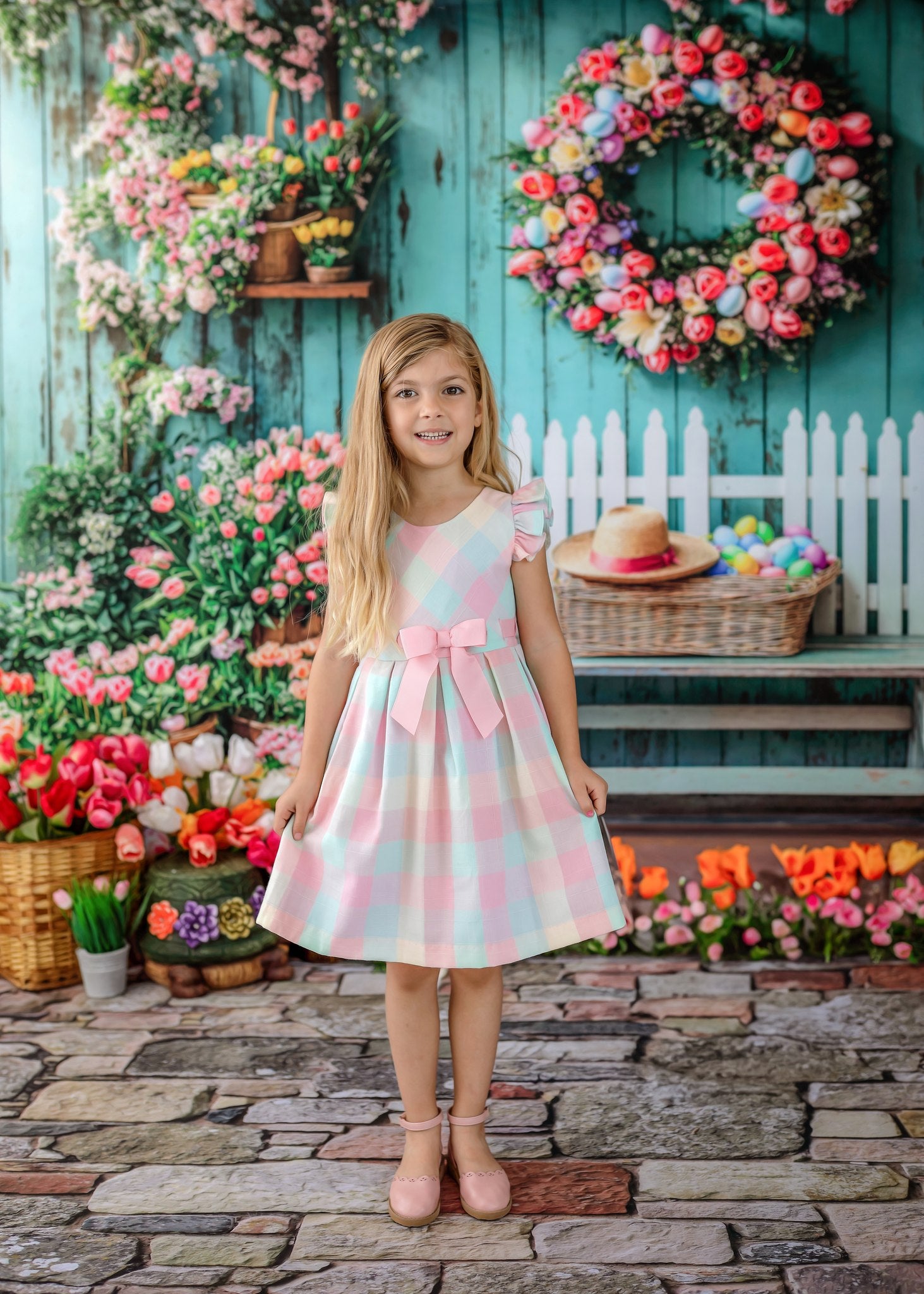 Kate Spring Floral Easter Wreath Backdrop Designed by Emetselch - Kate Backdrop AU