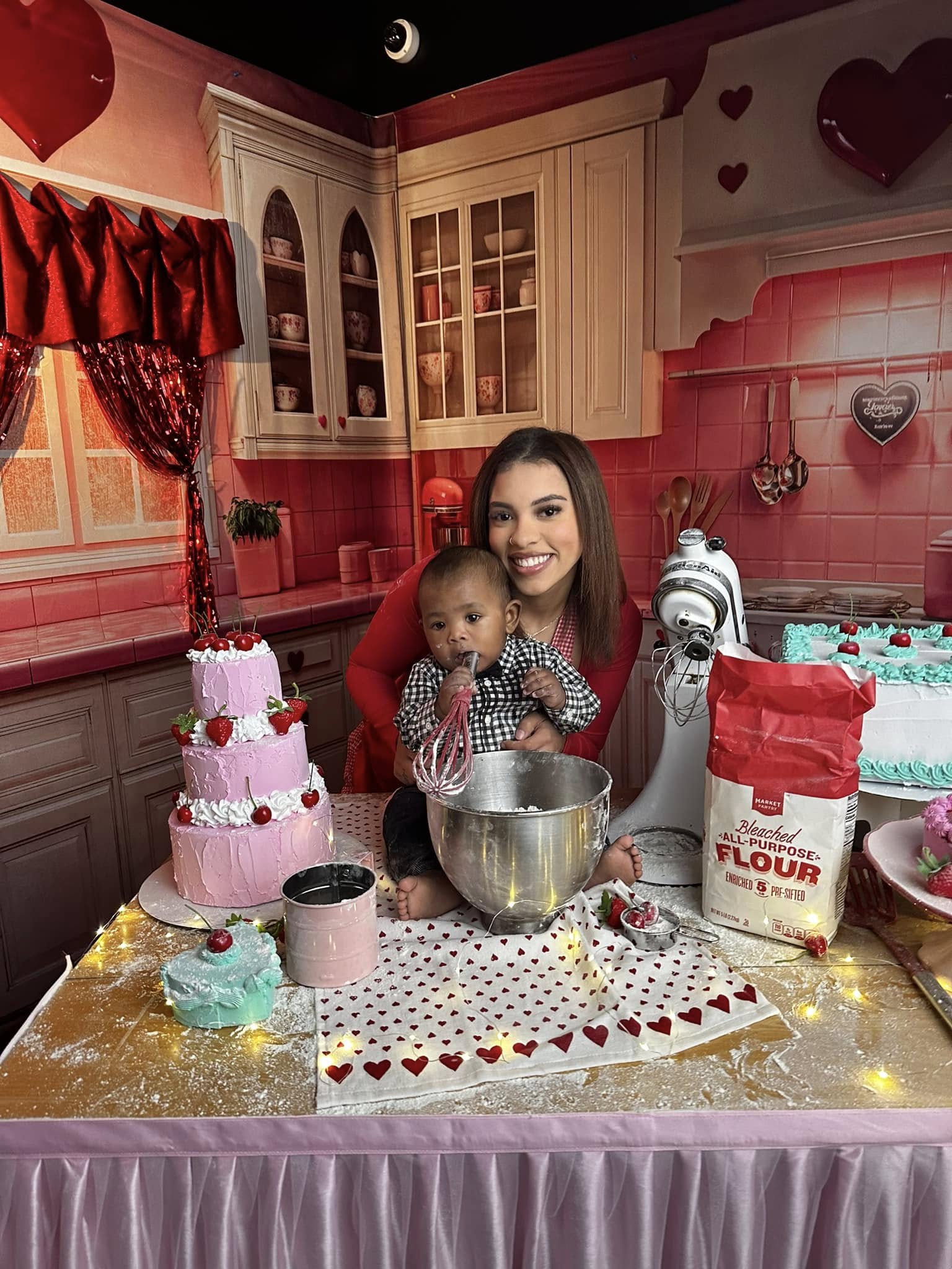 Kate Pink Valentine's Day Kitchen Room Set(8ftx8ft&10ftx8ft&8ftx10ft) - Kate Backdrop AU