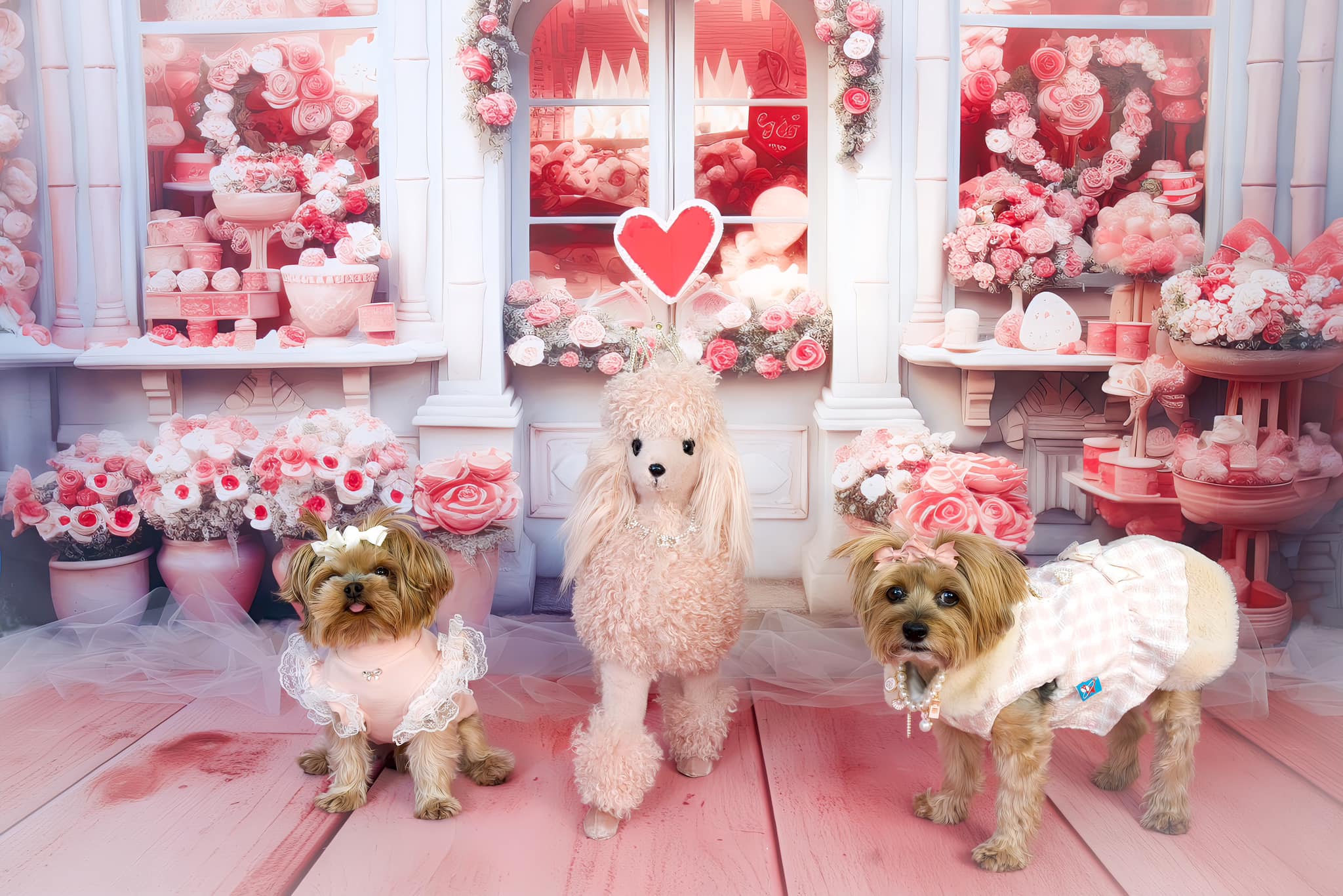 Kate Pink Valentine's Day Flower Shop Backdrop for Photography