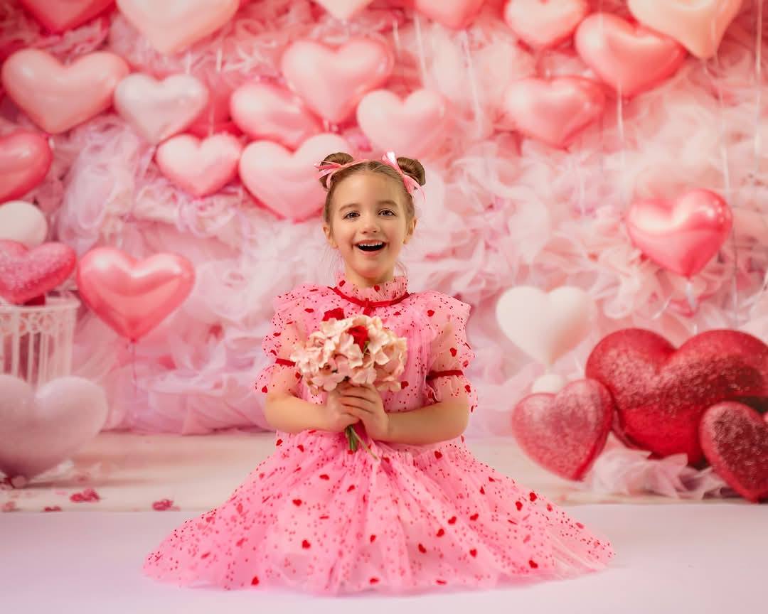 Kate Valentine's Day Backdrop Pink Love Heart Balloon Romantic Room Designed by Emetselch