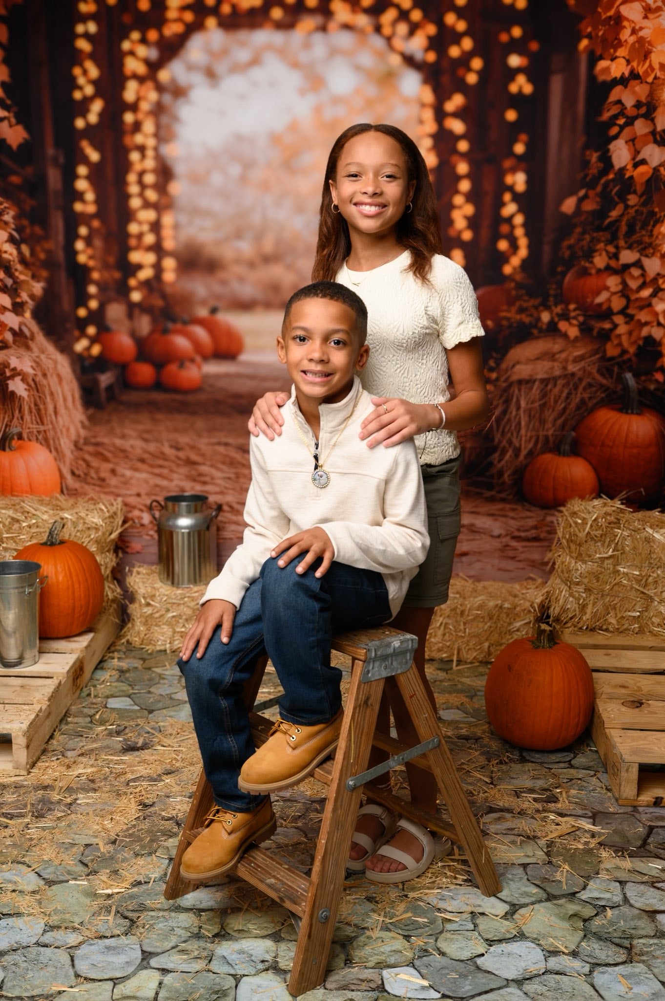 Kate Fall Maple Arch Pumpkins Barn Backdrop Designed by Emetselch - Kate Backdrop AU