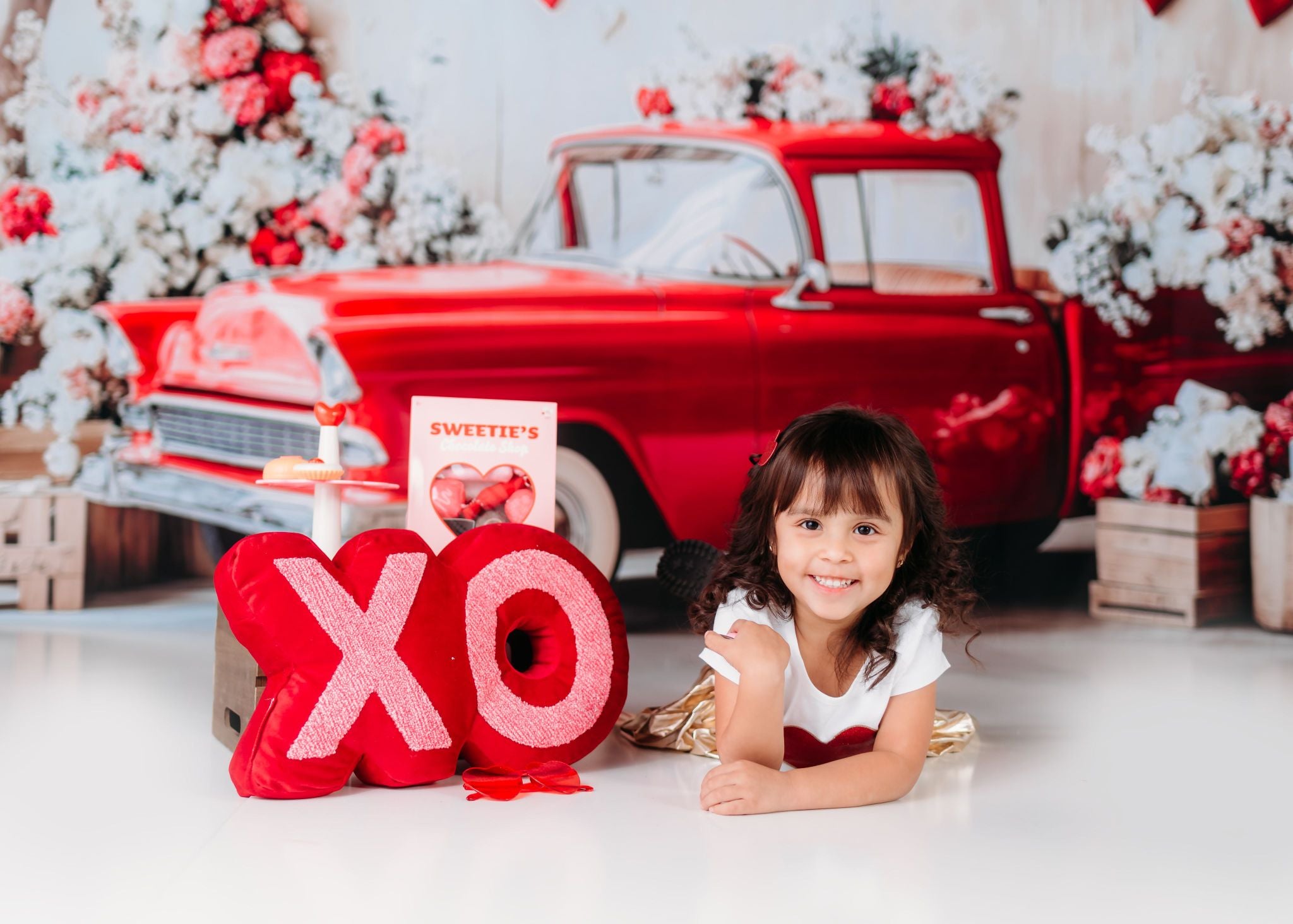 Kate Vintage Valentine’s Day Truck Backdrop Designed by Patty Roberts - Kate Backdrop AU