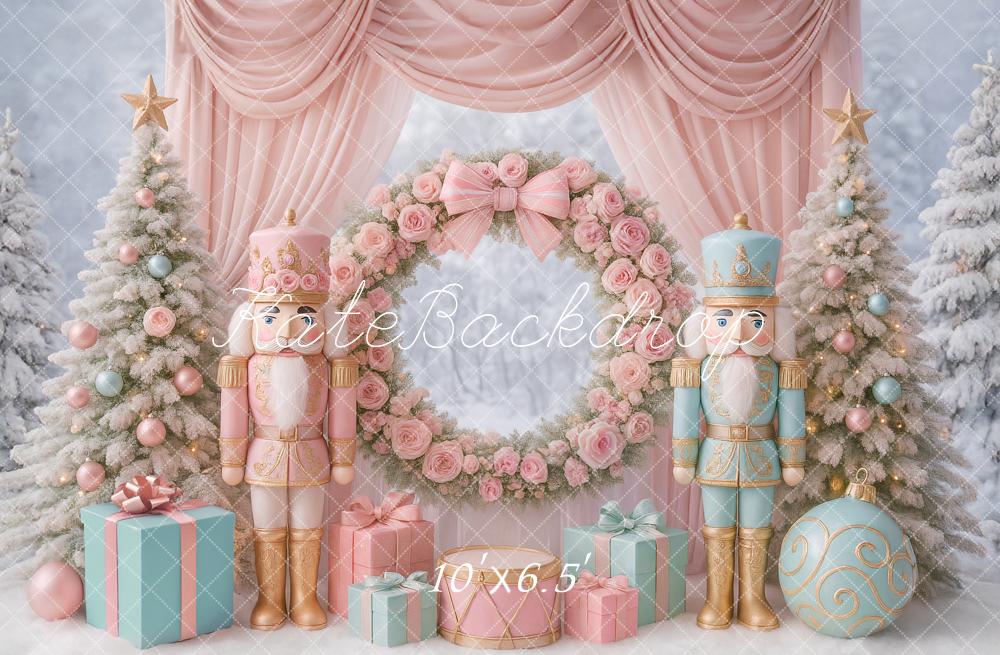 Kate Pink Christmas Nutcracker Fleece Backdrop Designed by Patty Roberts - Kate Backdrop AU