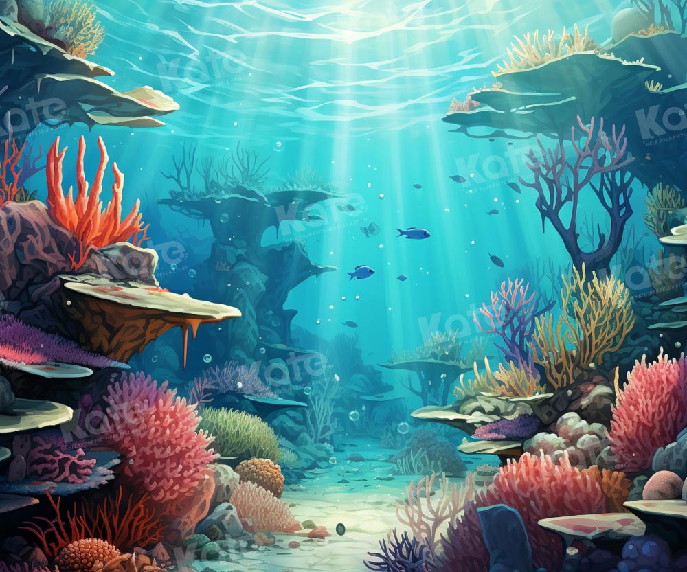Kate Underwater Coral Reef Fish Blue Backdrop Designed by Chain - Kate Backdrop AU