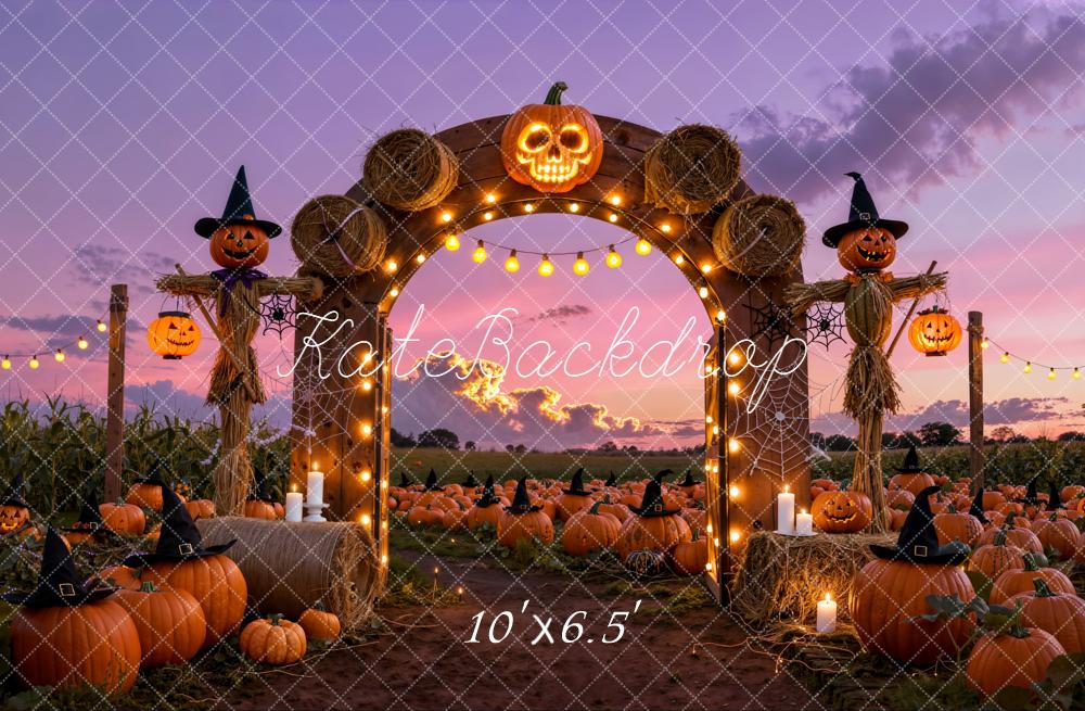 Kate Halloween Pumpkin Patch Arch Fleece Backdrop Designed by Emetselch