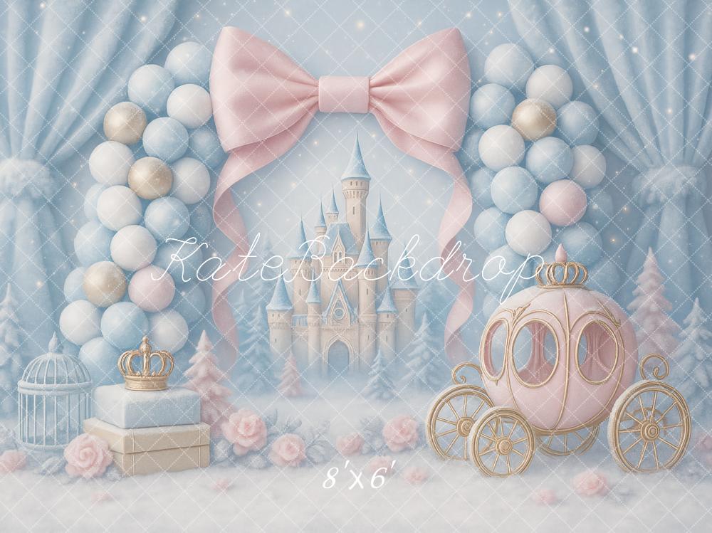 Kate Blue Balloons Castle Carriage Backdrop Designed by Ashley Paul