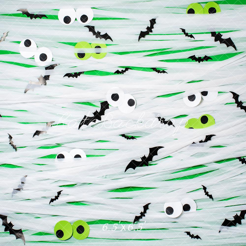 Kate Halloween Eyes Bats Green Backdrop Designed by Rose Abbas