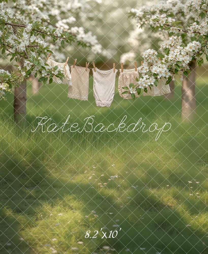Kate Blossom Trees Clothesline Meadow Backdrop Designed by Chain