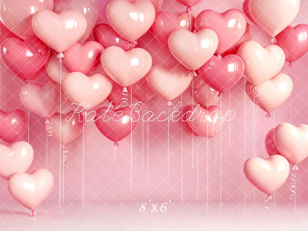 Kate Heart Balloons Pink Gradient Backdrop Designed by Emetselch