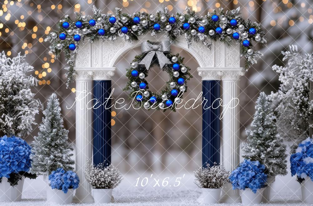 Kate Christmas Arch Wreath Blue Backdrop Designed by Mini MakeBelieve - Kate Backdrop AU