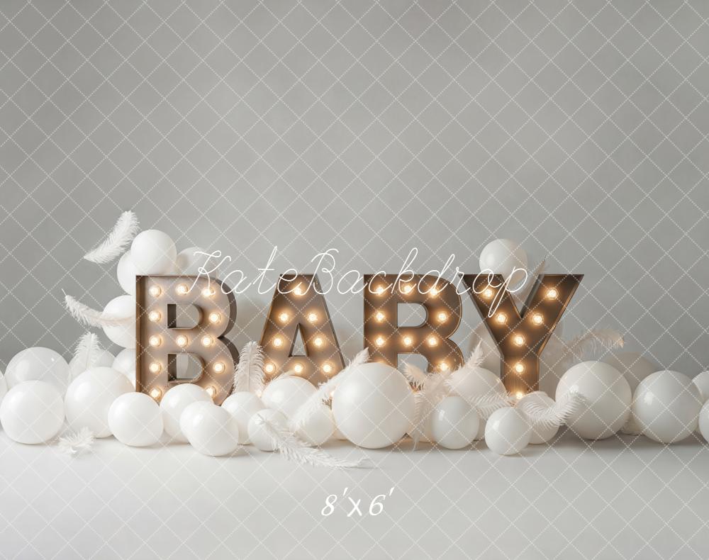 Kate Baby Marquee Letters Balloons Fleece Backdrop Designed by Emetselch