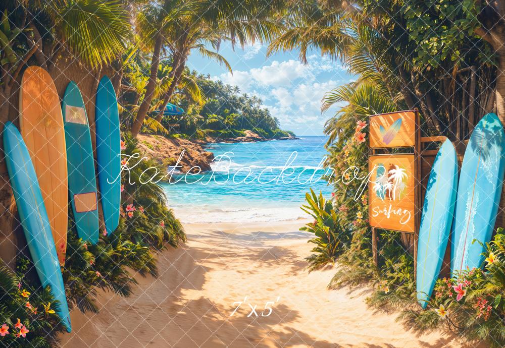 Kate Summer Beach Surfboards Tropical Backdrop Designed by Chain