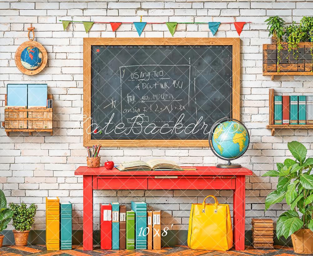 Kate Back To School Chalkboard Desk Fleece Backdrop Designed by Emetselch - Kate Backdrop AU