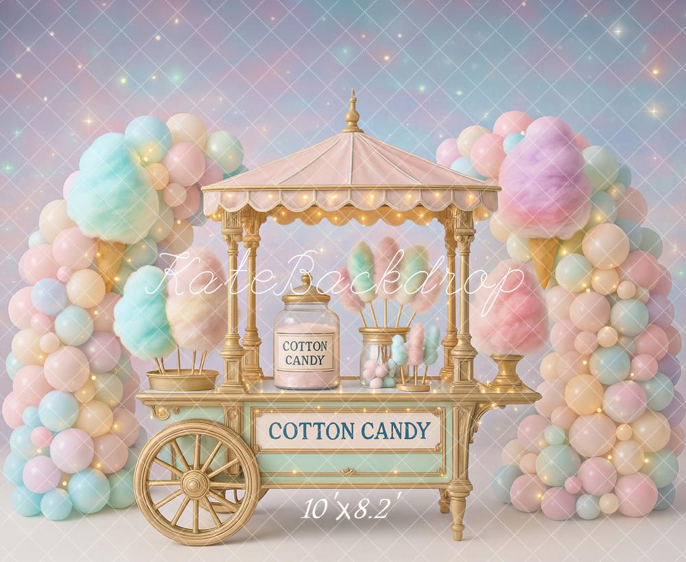 Kate Cotton Candy Cart Balloons Backdrop Designed by Ashley Paul - Kate Backdrop AU