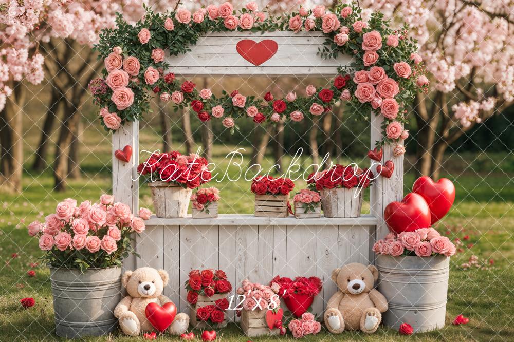 Kate Valentine Flower Teddy Bears Backdrop Designed by Emetselch