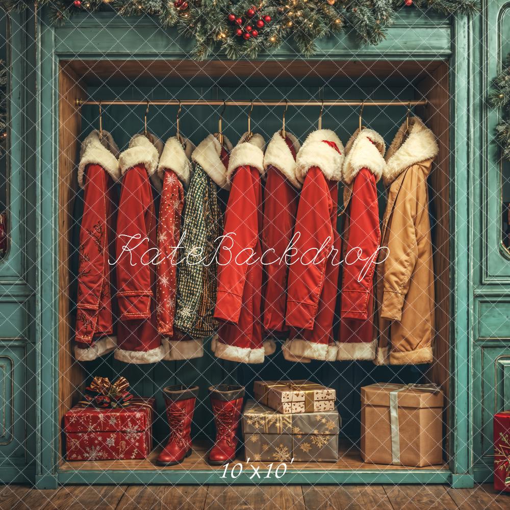 Kate Christmas Santa Coats Presents Backdrop Designed by Emetselch