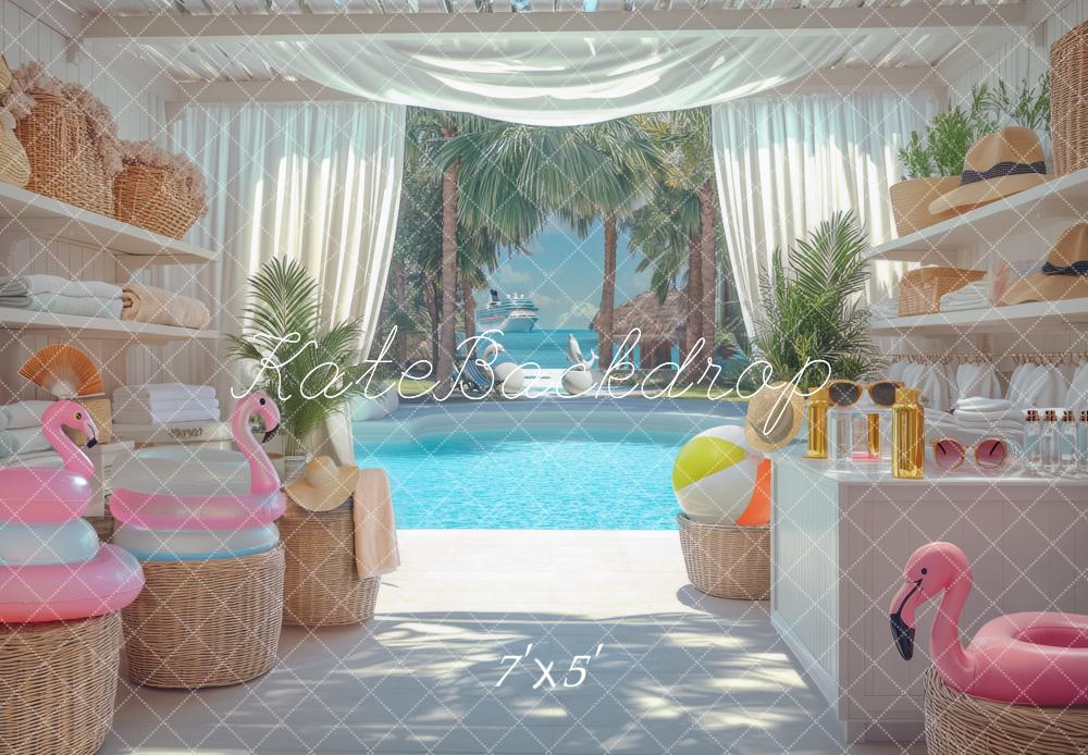 Kate Summer Poolside Flamingo Backdrop Designed by Mini MakeBelieve - Kate Backdrop AU