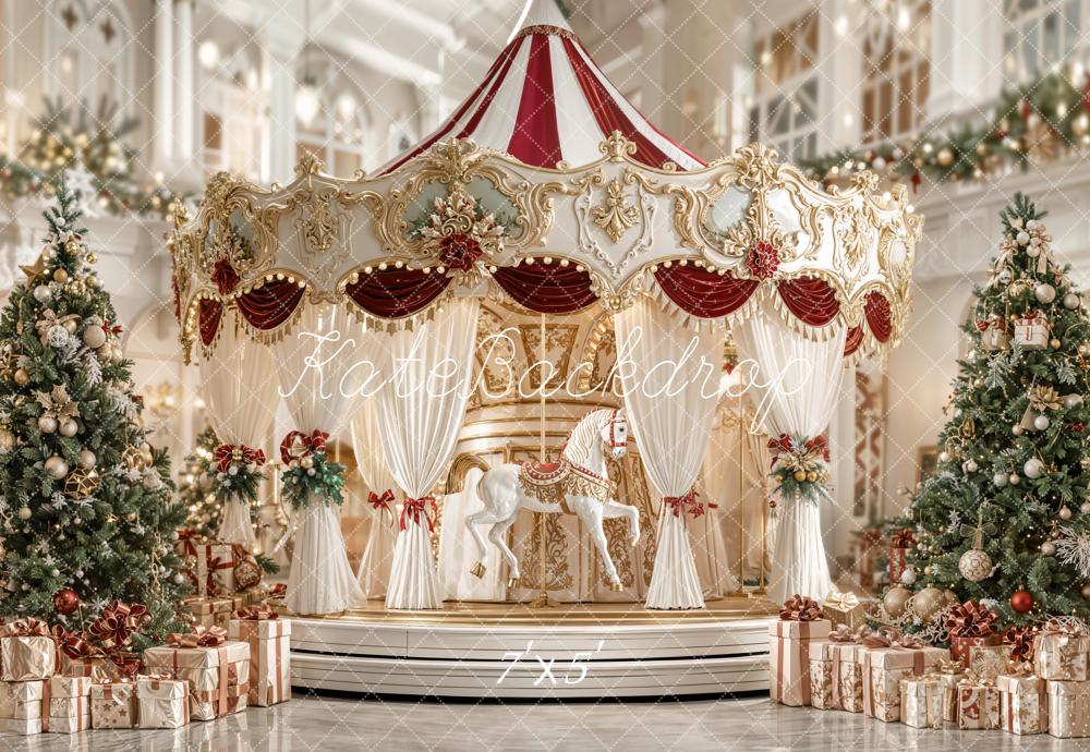 Kate Christmas Carousel Horse Backdrop Designed by Emetselch