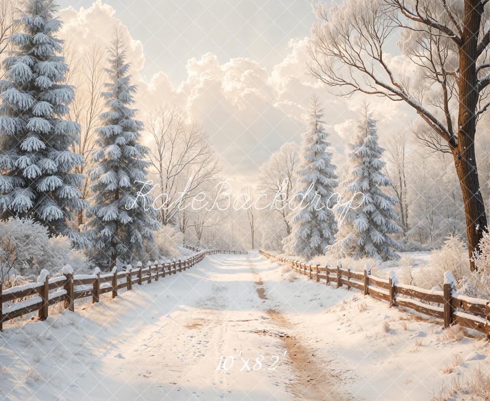 Kate Winter Snow Pine Trees Backdrop Designed by Emetselch - Kate Backdrop AU