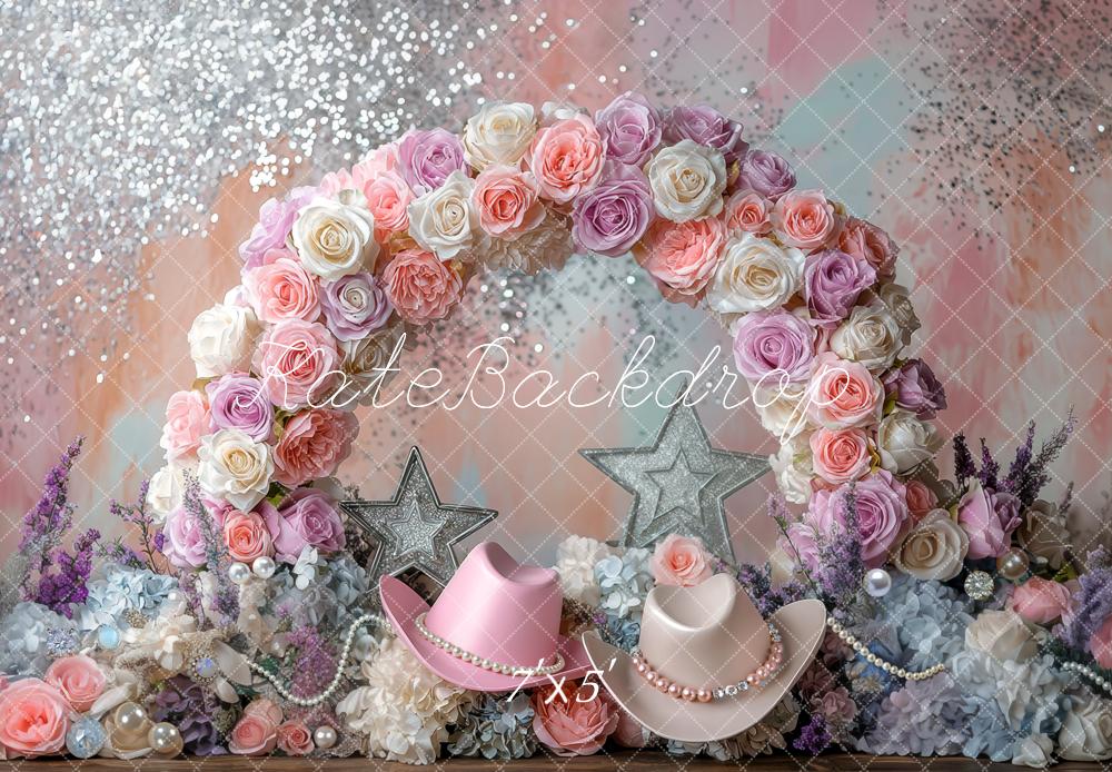 Kate Flower Arch Glitter Hats Backdrop Designed by Mini MakeBelieve - Kate Backdrop AU