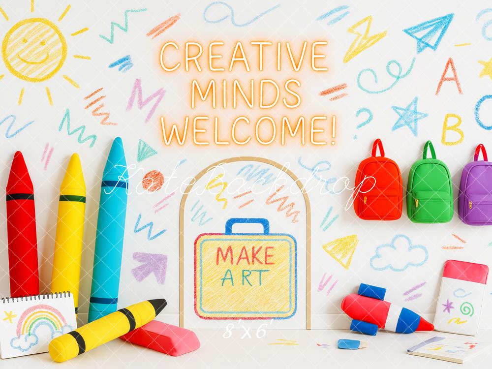 Kate Back to School Crayon Doodle Wall Backdrop Designed by Patty Roberts - Kate Backdrop AU
