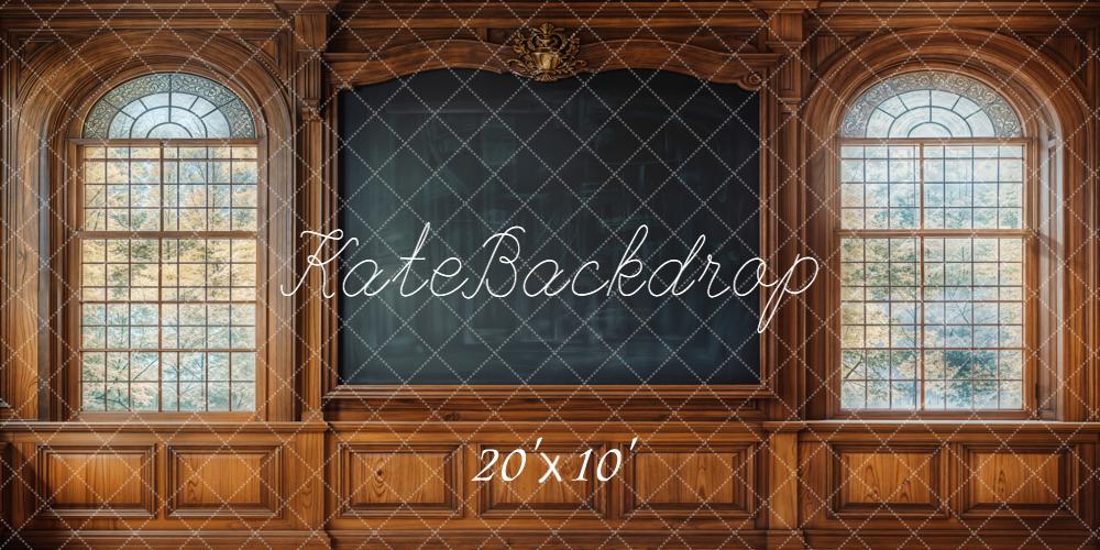 Kate Vintage Wood Chalkboard Windows Backdrop Designed by Emetselch - Kate Backdrop AU
