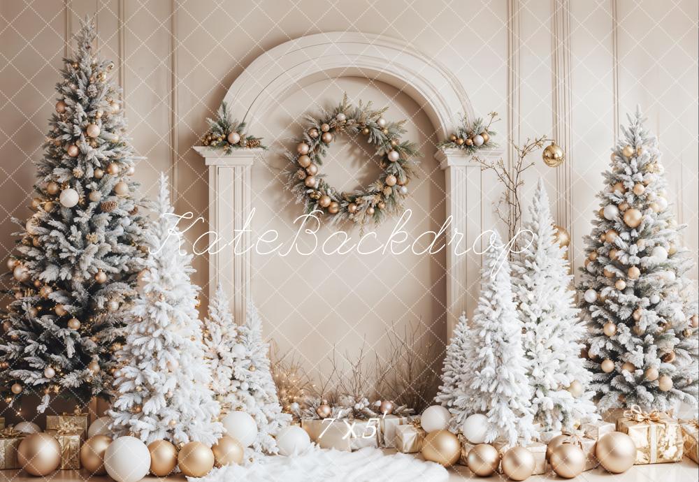 Kate Christmas Snowy Trees Wreath Archway Backdrop Designed by Emetselch