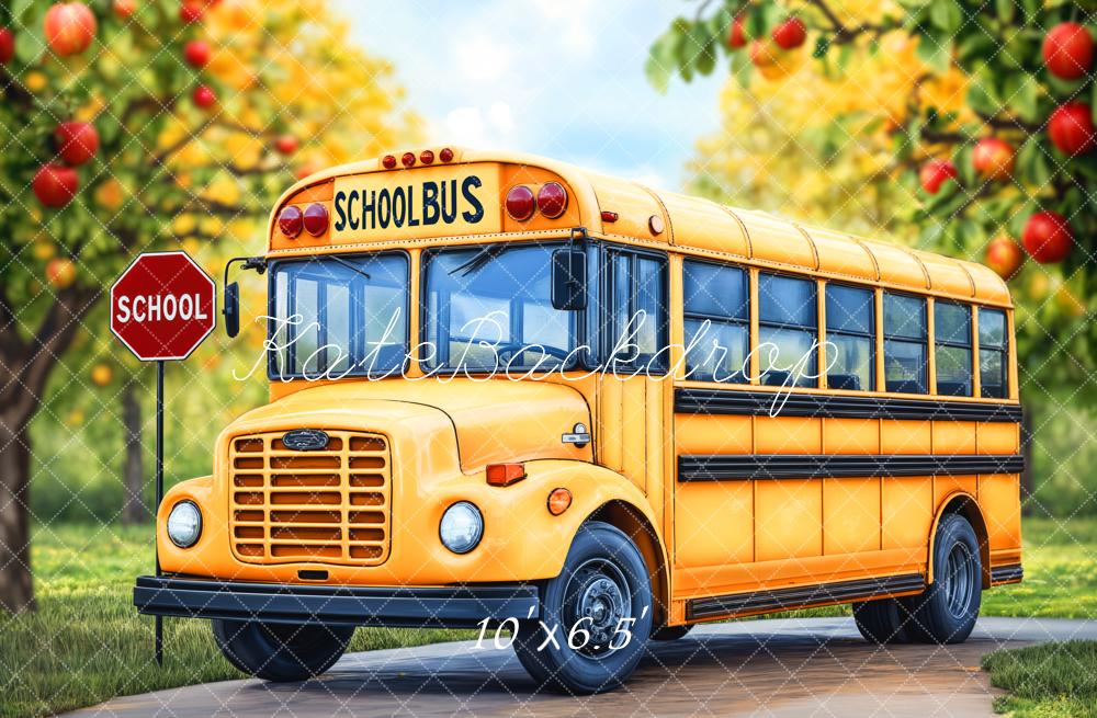 Kate Back To School Bus Apple Trees Backdrop Designed by Emetselch