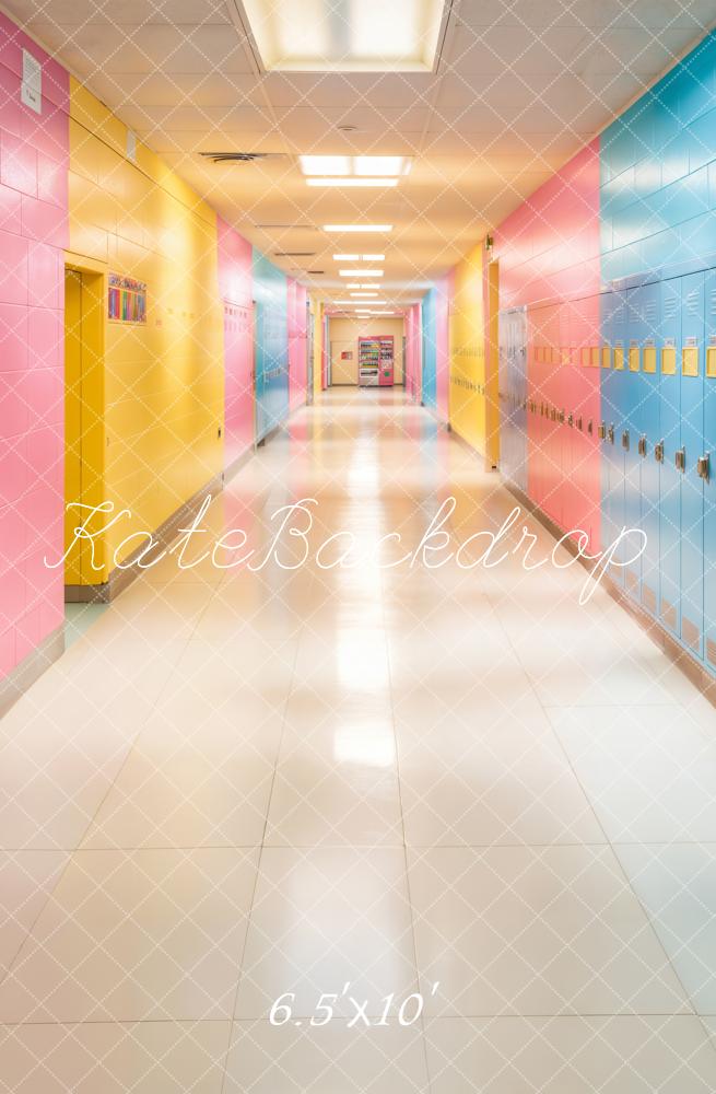 Kate Colourful School Hallway Lockers Backdrop Designed by Chain - Kate Backdrop AU