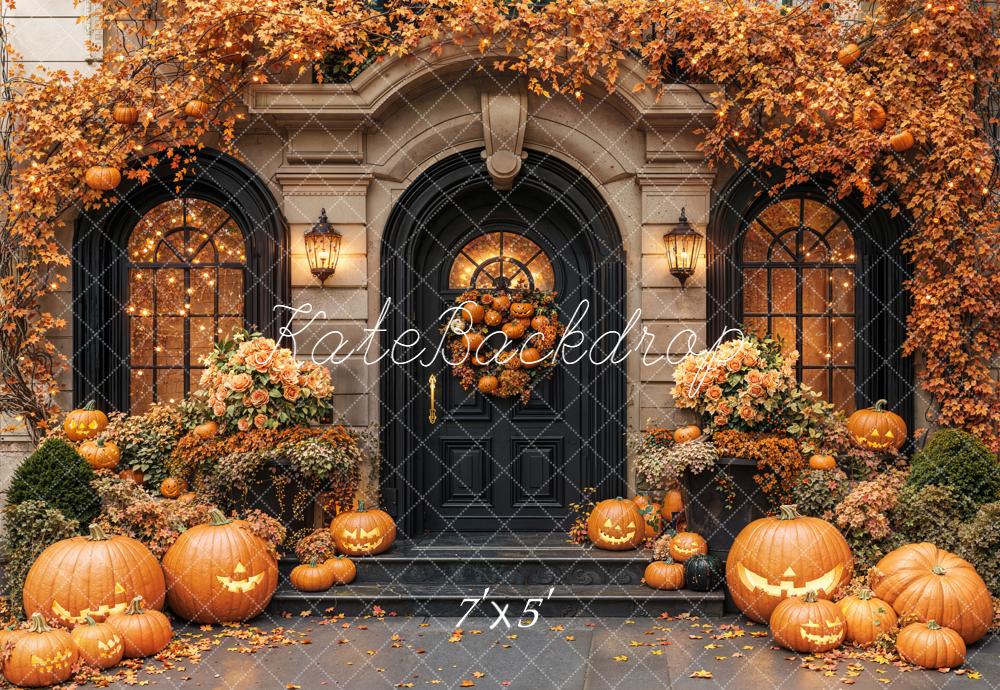 15% OFF Kate Halloween Pumpkins Autumn Front Door Backdrop Designed by Emetselch - Kate Backdrop AU