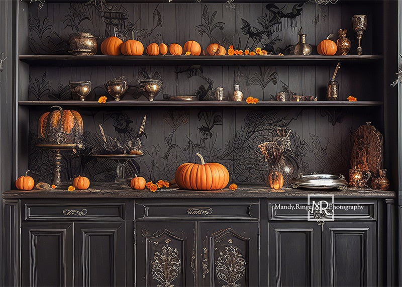 Kate Halloween Pumpkin Dark Cabinet Backdrop Designed by Mandy Ringe - Kate Backdrop AU