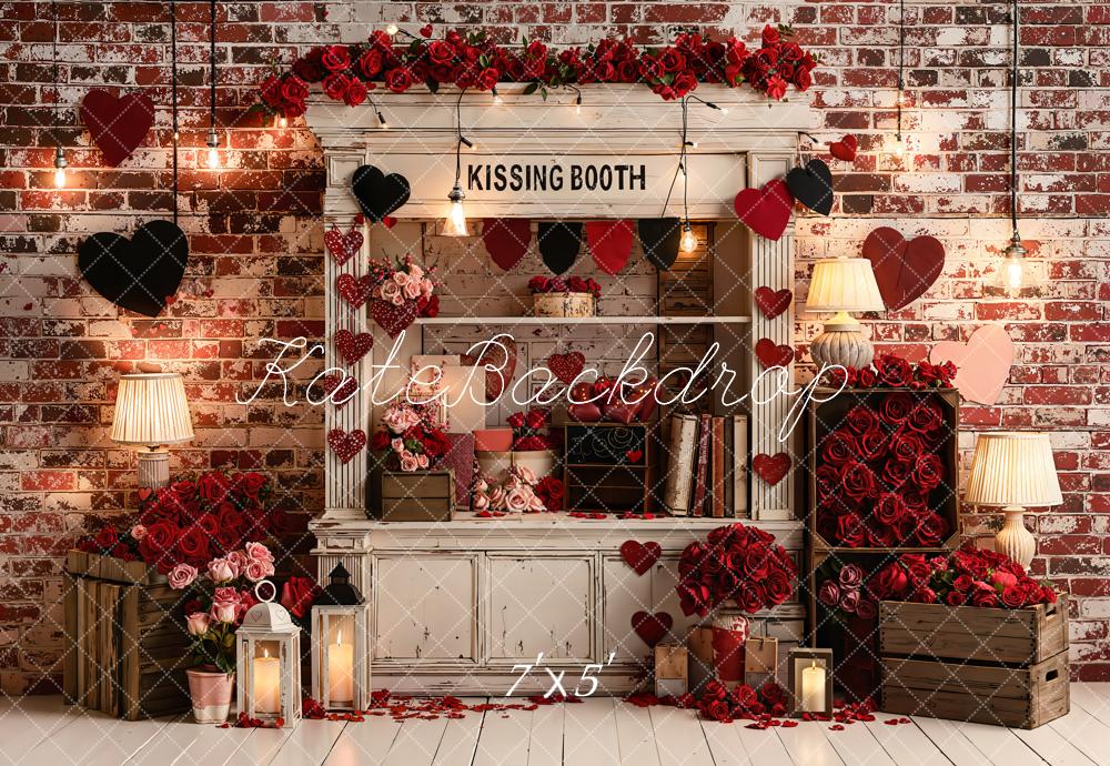 Kate Kissing Booth Red Roses Hearts Backdrop Designed by Emetselch