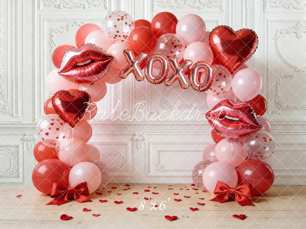 Kate Valentines Balloon Arch Lips Hearts Backdrop Designed by Emetselch