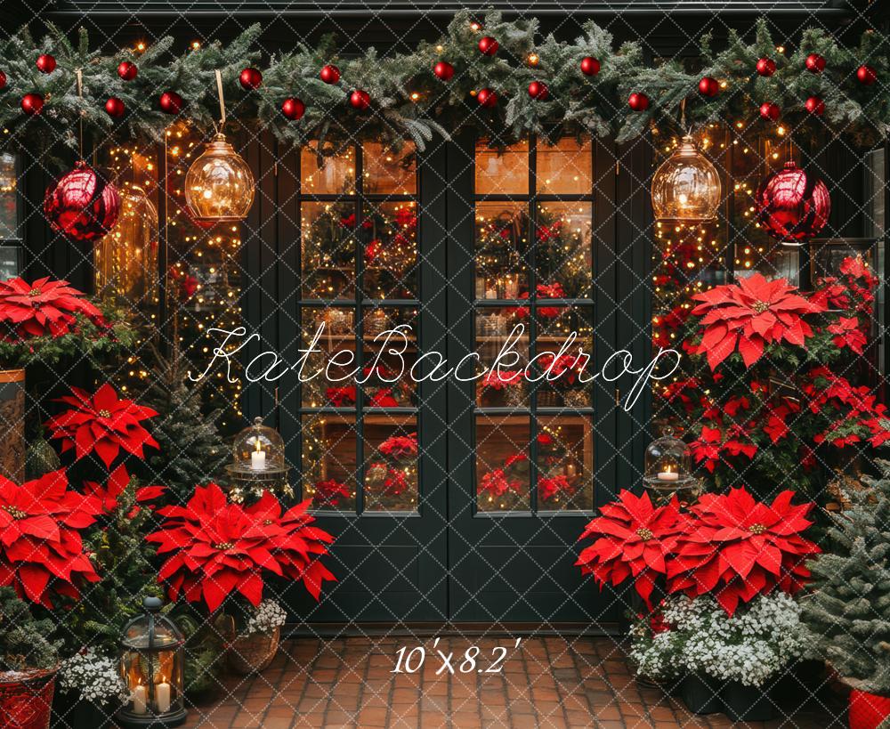 Kate Christmas Poinsettia Garland Backdrop Designed by Mini MakeBelieve - Kate Backdrop AU