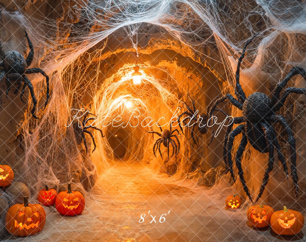 Kate Halloween Spiders Web Tunnel Fleece Backdrop Designed by Emetselch - Kate Backdrop AU