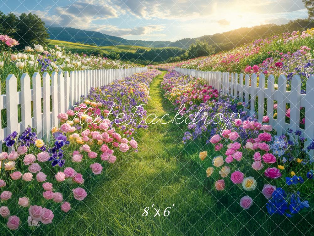 Kate Garden Flower Path Fence Backdrop Designed by Mini MakeBelieve - Kate Backdrop AU