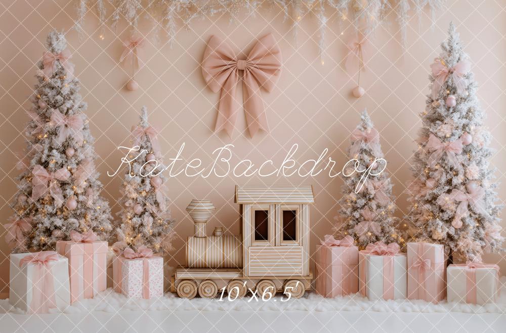 Kate Train Christmas Trees Pink Gifts Backdrop Designed by Patty Roberts